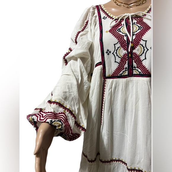 Free People Sweet Escape Midi Boho Peasant Dress in Cream Combo Size XS … - Picture 7 of 10